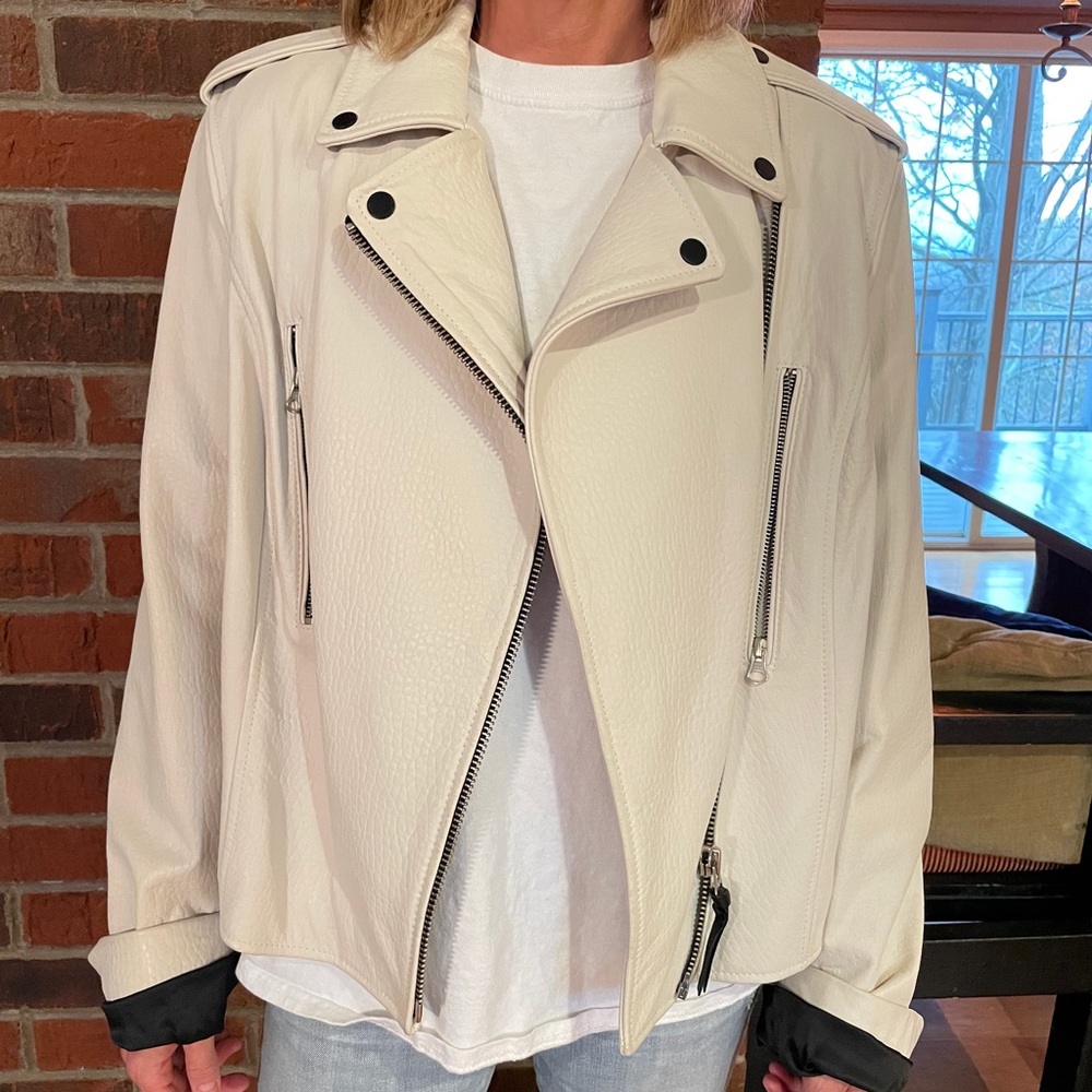 Authentic Derek Lam Leatherjacket White/Cream L - image 6